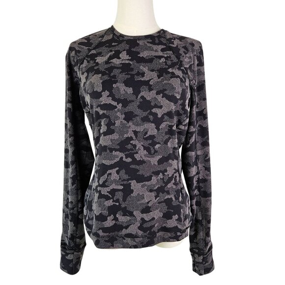 Lululemon Runderful Long Sleeve Sz 8 Heritage Camo Jacquard Black Lunar Rock - Picture 3 of 10